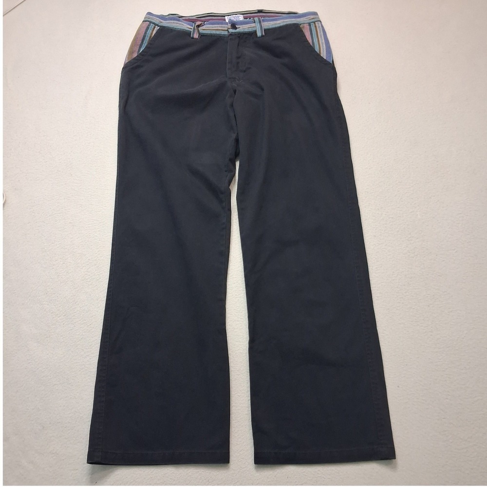 Mexicali Blues Womens XL Black Cotton Pants Striped Waistband Boho Nepal XL